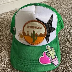 Green and White Cactus Patch Hat